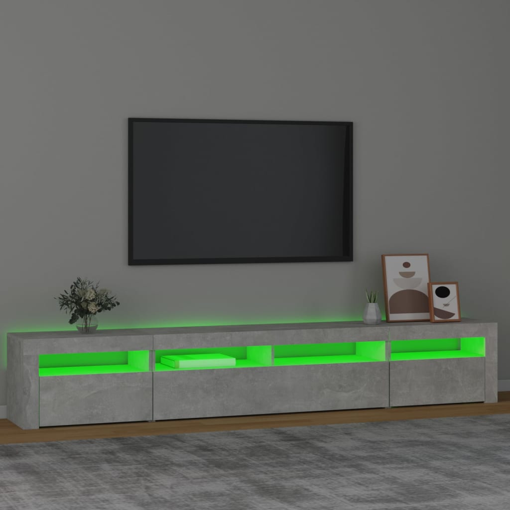 Modern Wooden Large 95 inch TV Tele Stand Unit Cabinet With LED Lights & Storage