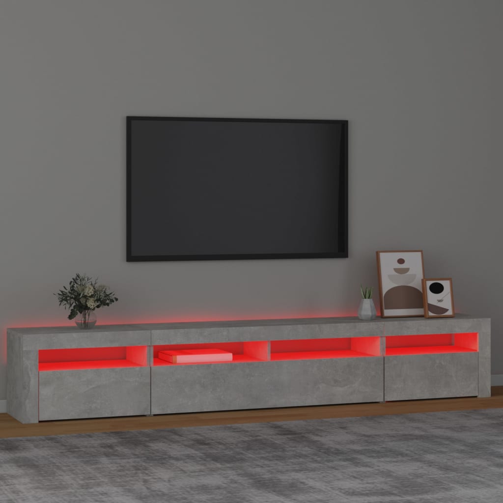 Modern Wooden Large 95 inch TV Tele Stand Unit Cabinet With LED Lights & Storage