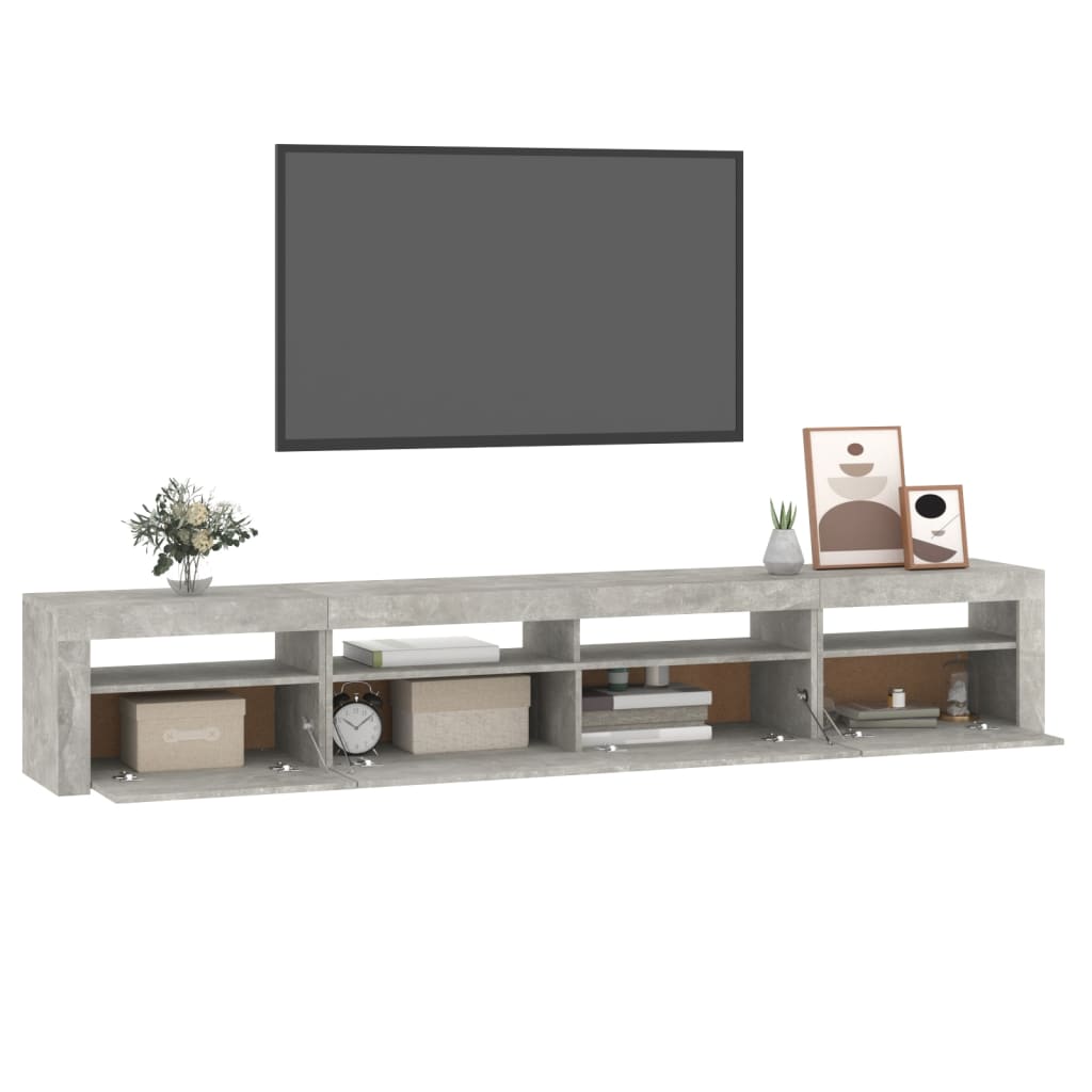 Modern Wooden Large 95 inch TV Tele Stand Unit Cabinet With LED Lights & Storage
