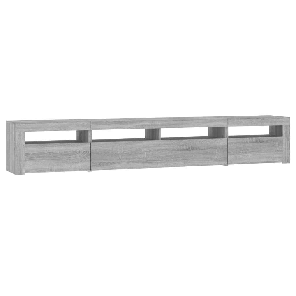Modern Wooden Large 95 inch TV Tele Stand Unit Cabinet With LED Lights & Storage