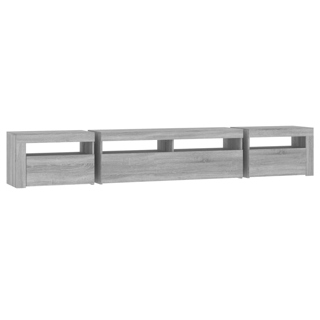 Modern Wooden Large 95 inch TV Tele Stand Unit Cabinet With LED Lights & Storage