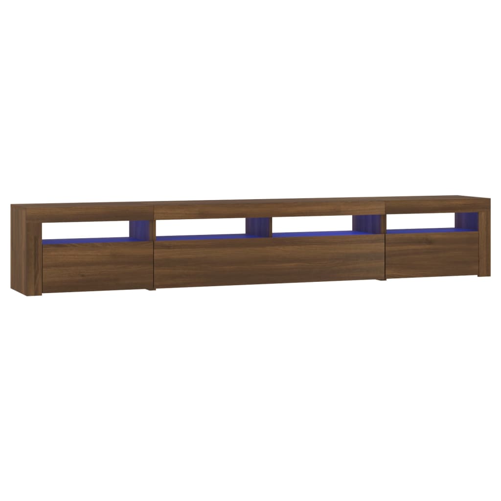 Modern Wooden Large 95 inch TV Tele Stand Unit Cabinet With LED Lights & Storage