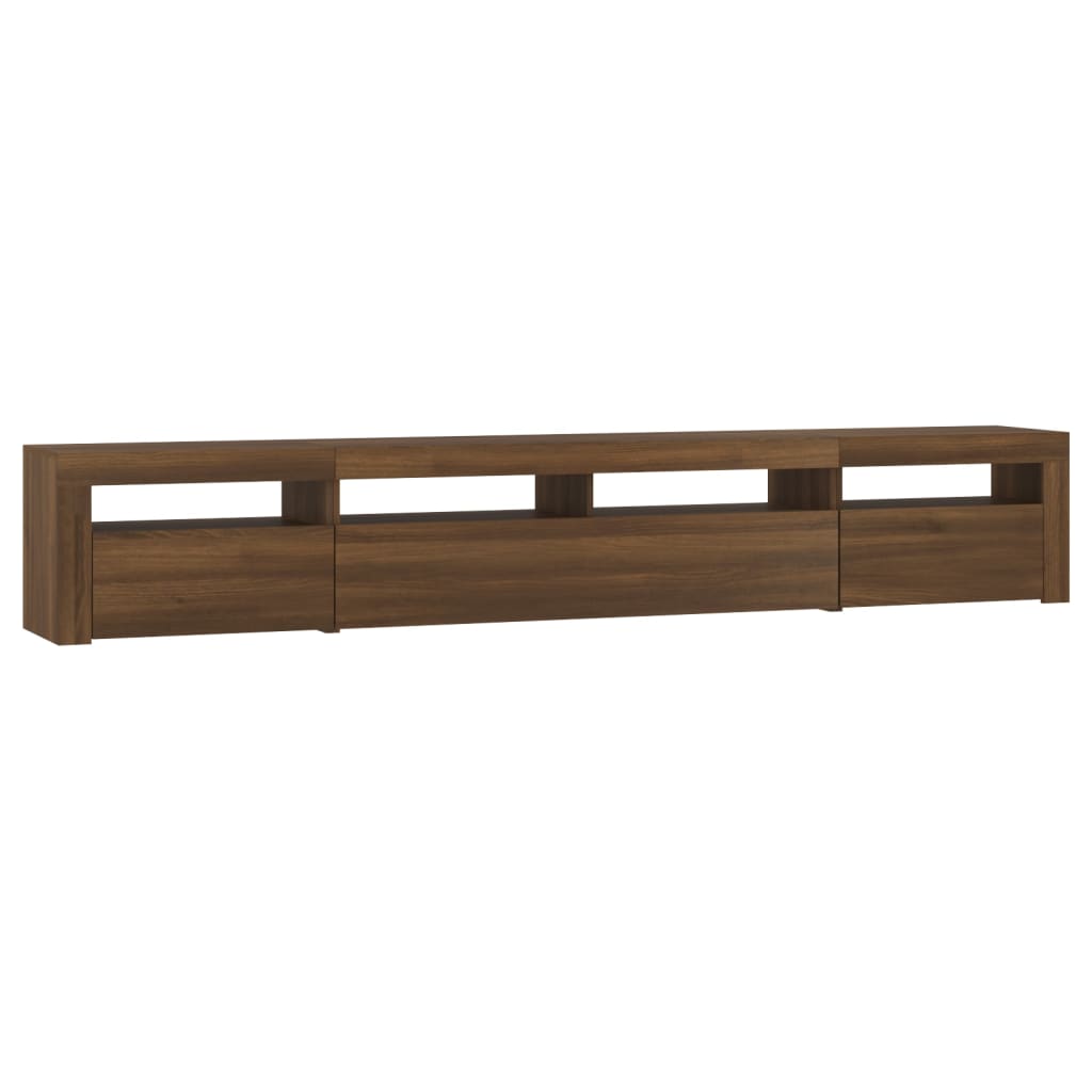 Modern Wooden Large 95 inch TV Tele Stand Unit Cabinet With LED Lights & Storage