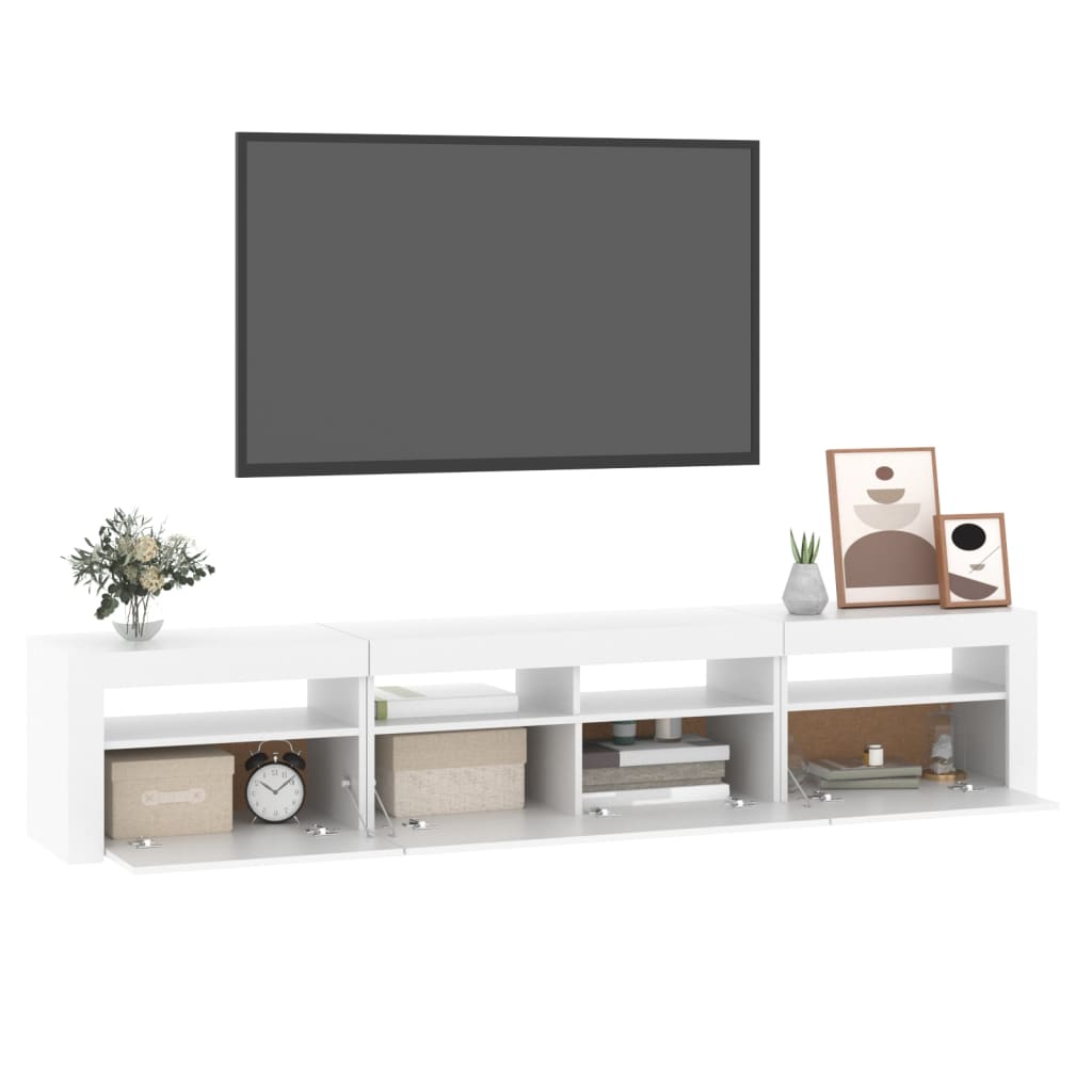 Modern Wooden 82 inch TV Tele Stand Unit Cabinet With LED Lights & Storage