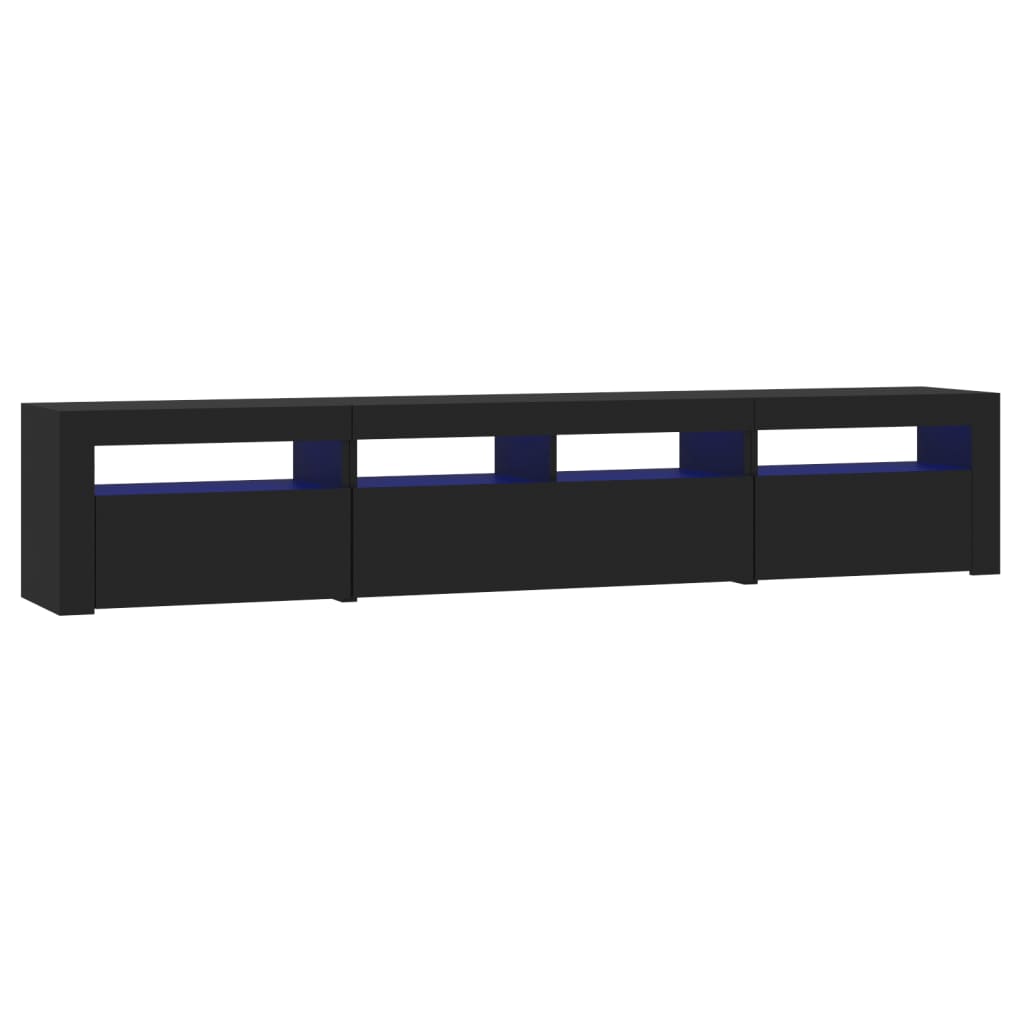 Modern Wooden 82 inch TV Tele Stand Unit Cabinet With LED Lights & Storage