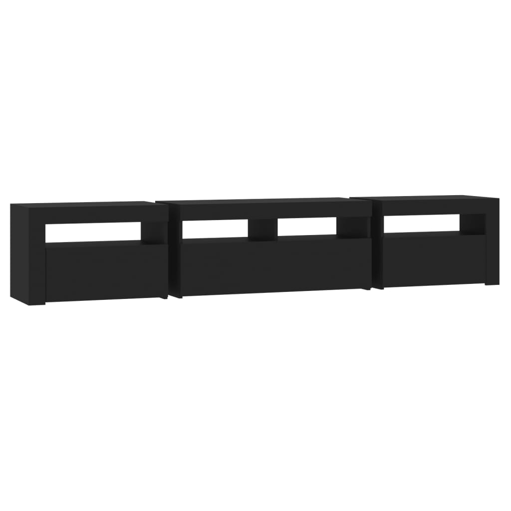 Modern Wooden 82 inch TV Tele Stand Unit Cabinet With LED Lights & Storage