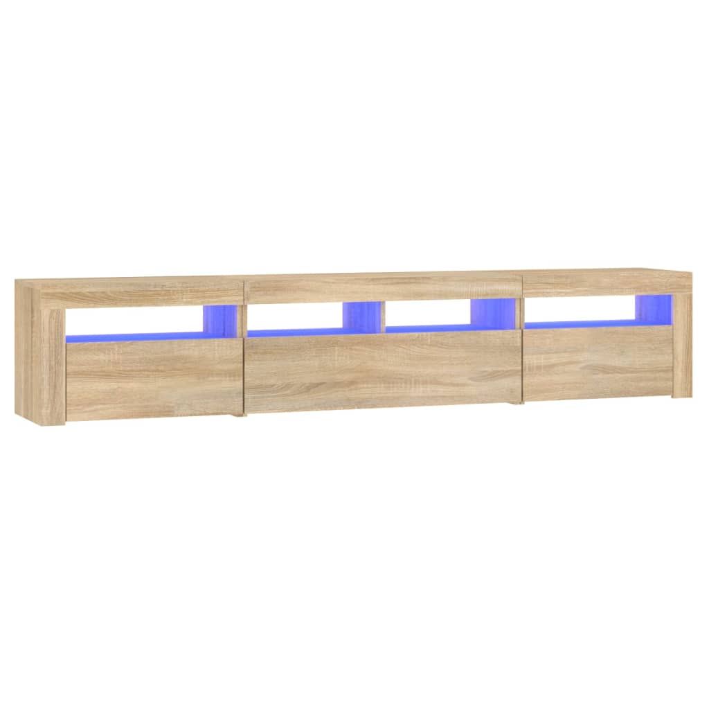 Modern Wooden 82 inch TV Tele Stand Unit Cabinet With LED Lights & Storage