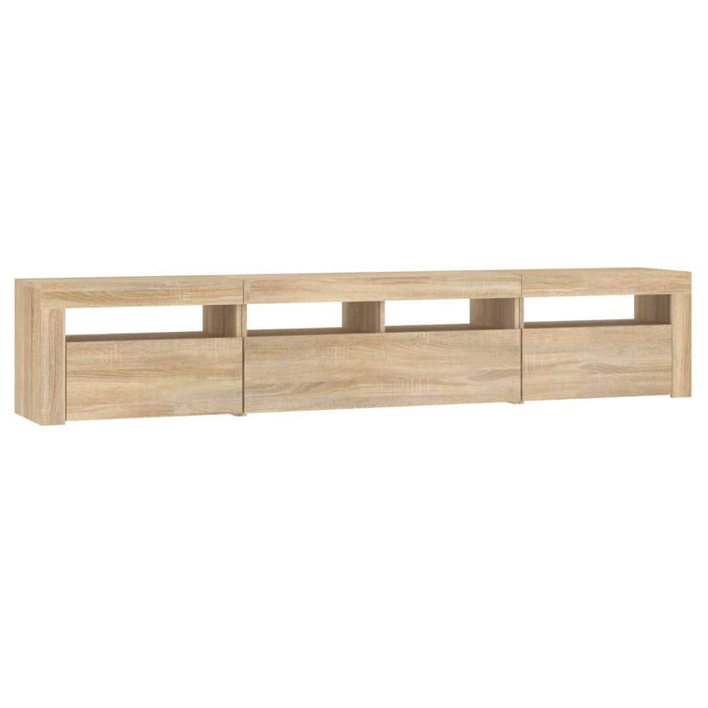 Modern Wooden 82 inch TV Tele Stand Unit Cabinet With LED Lights & Storage