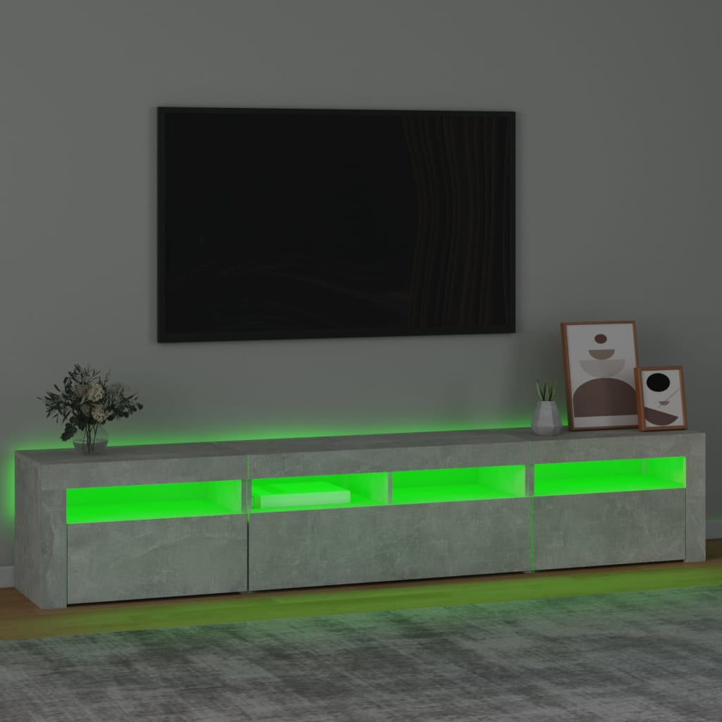 Modern Wooden 82 inch TV Tele Stand Unit Cabinet With LED Lights & Storage
