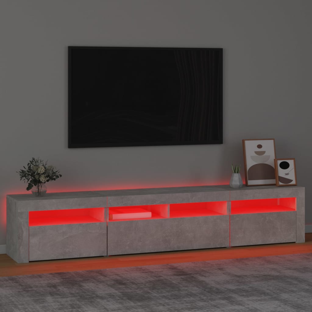 Modern Wooden 82 inch TV Tele Stand Unit Cabinet With LED Lights & Storage