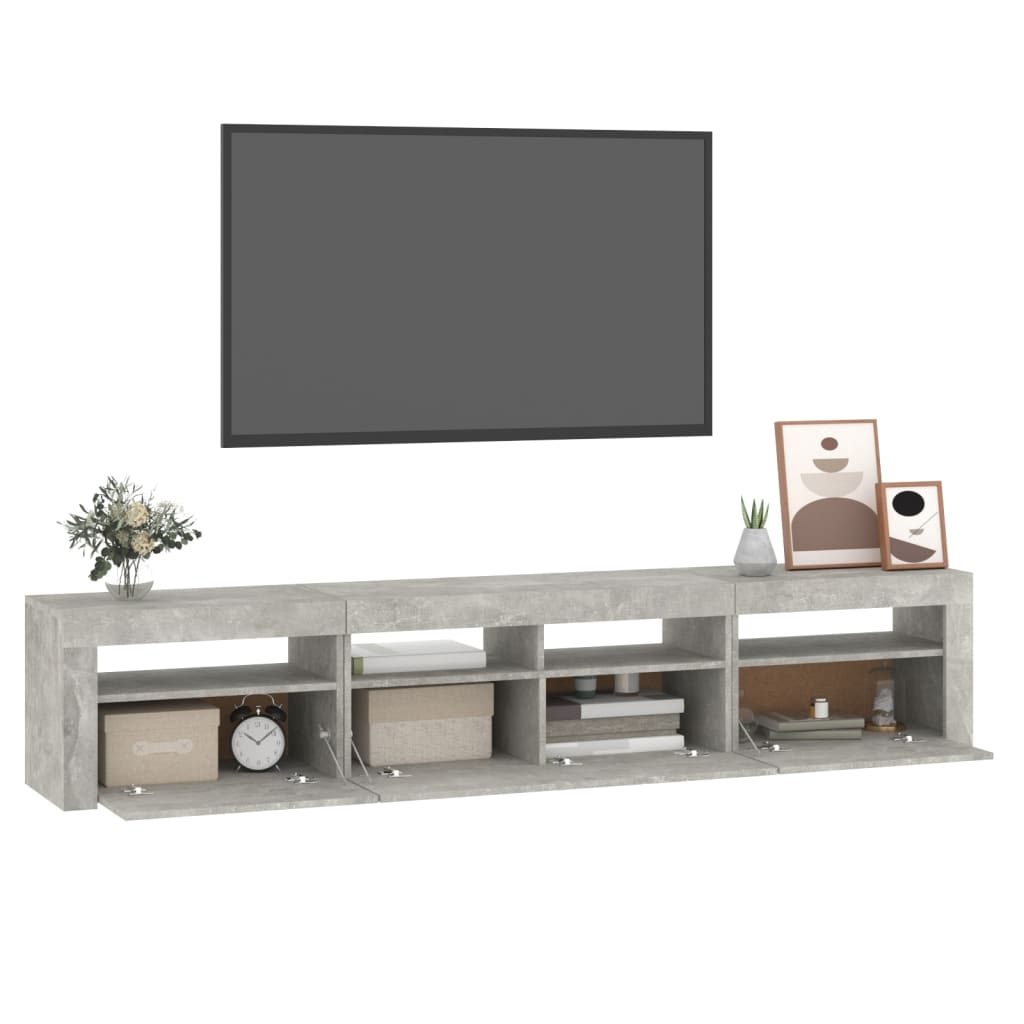 Modern Wooden 82 inch TV Tele Stand Unit Cabinet With LED Lights & Storage