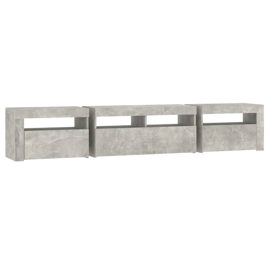 Modern Wooden 82 inch TV Tele Stand Unit Cabinet With LED Lights & Storage