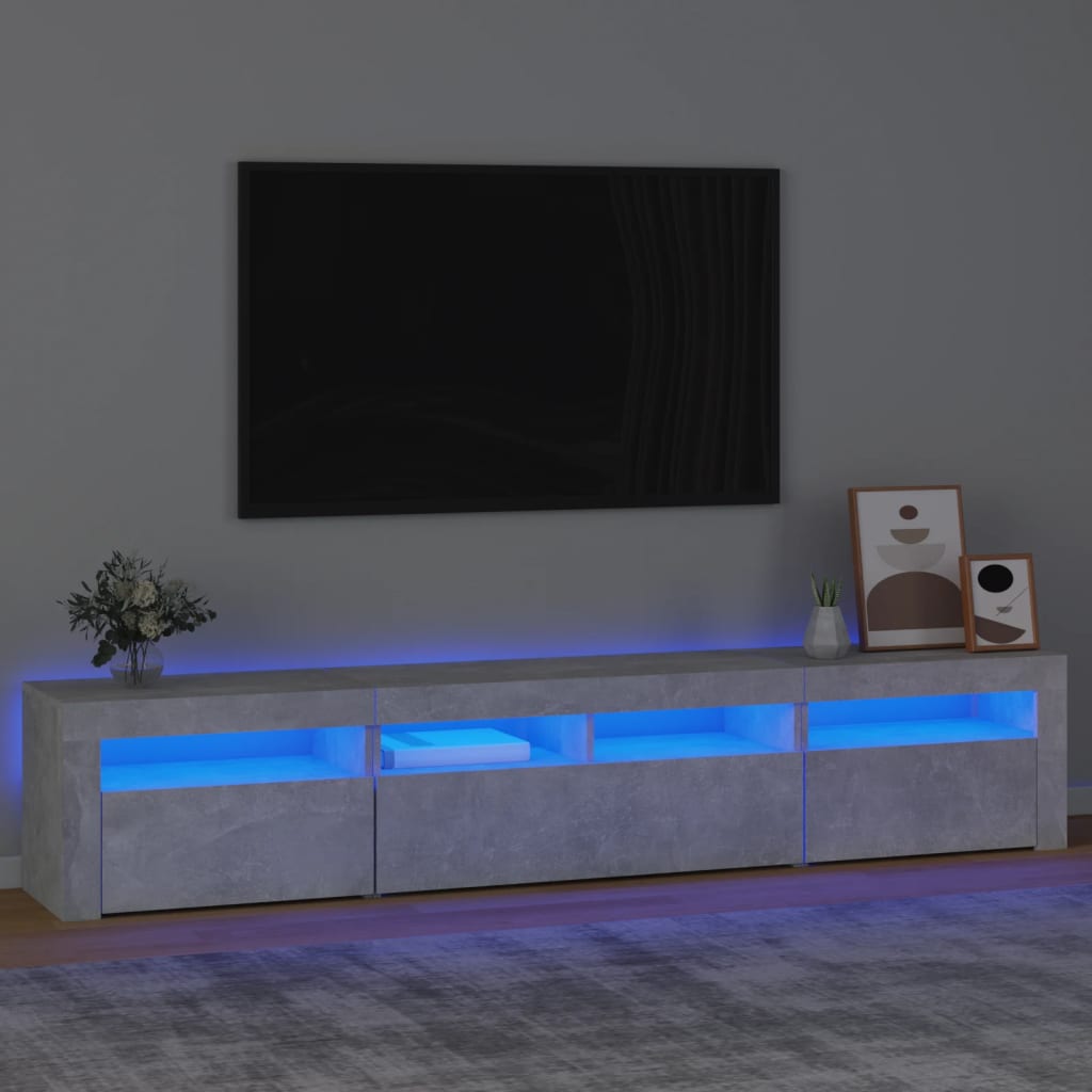 Modern Wooden 82 inch TV Tele Stand Unit Cabinet With LED Lights & Storage