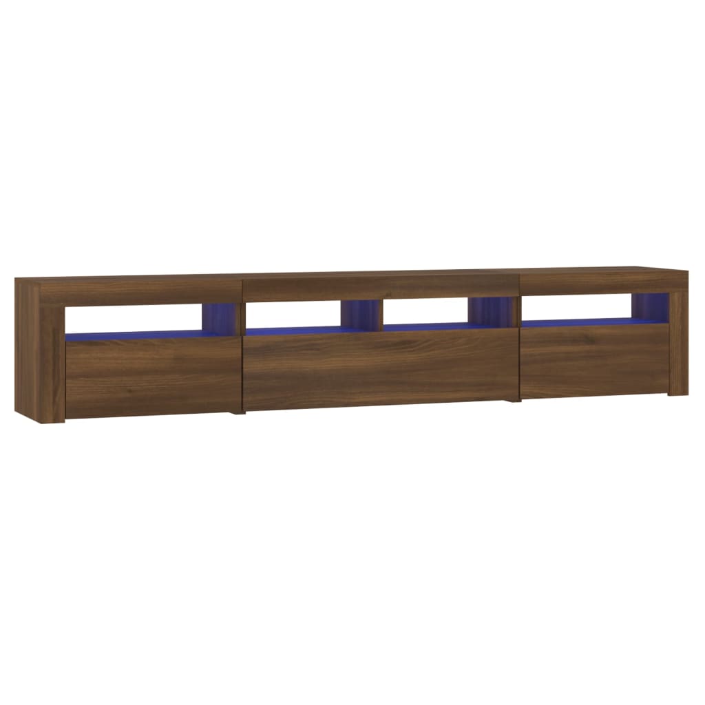 Modern Wooden 82 inch TV Tele Stand Unit Cabinet With LED Lights & Storage