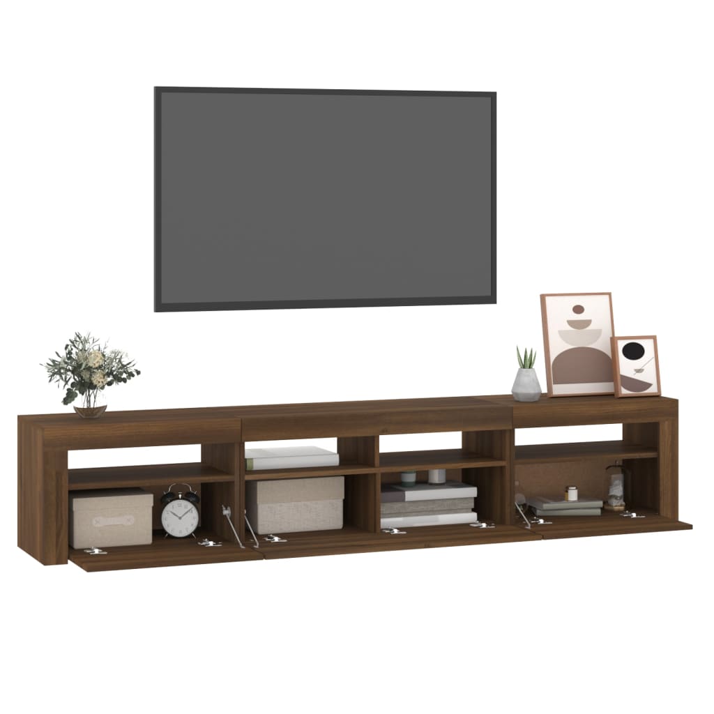 Modern Wooden 82 inch TV Tele Stand Unit Cabinet With LED Lights & Storage