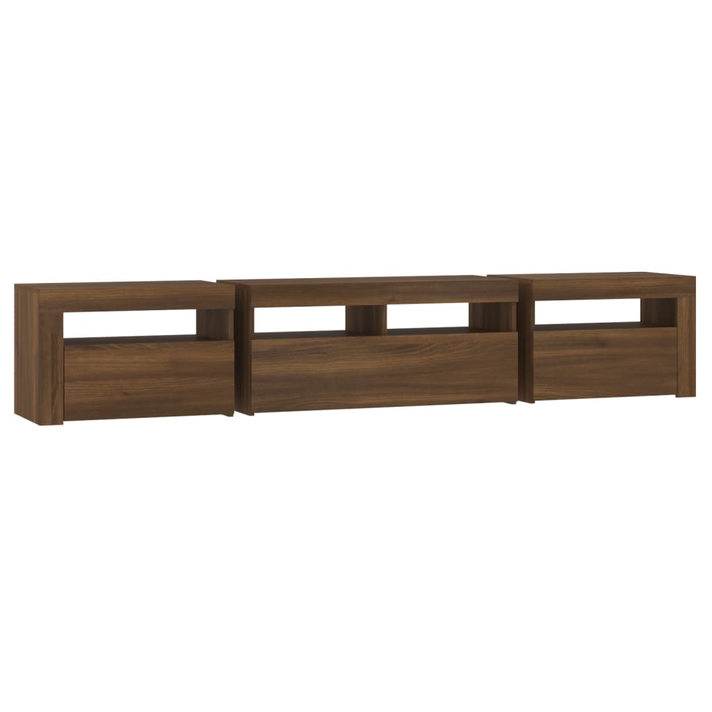 Modern Wooden 82 inch TV Tele Stand Unit Cabinet With LED Lights & Storage