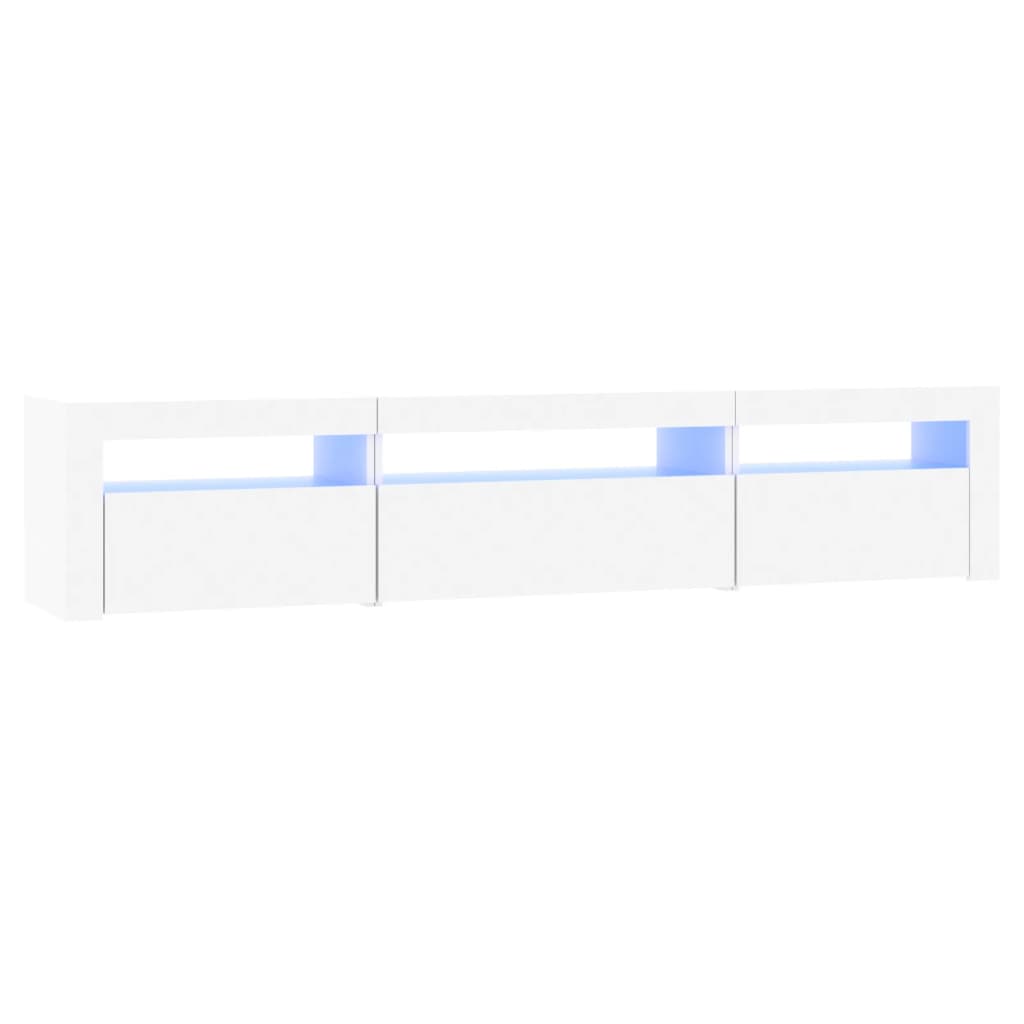 Modern Wooden Large TV Tele Stand Unit Cabinet With LED Lights & Storage Doors