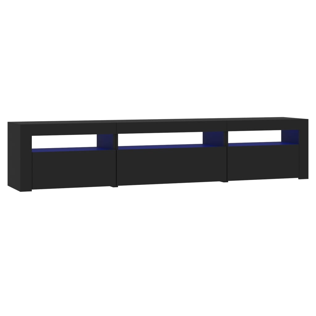 Modern Wooden Large TV Tele Stand Unit Cabinet With LED Lights & Storage Doors