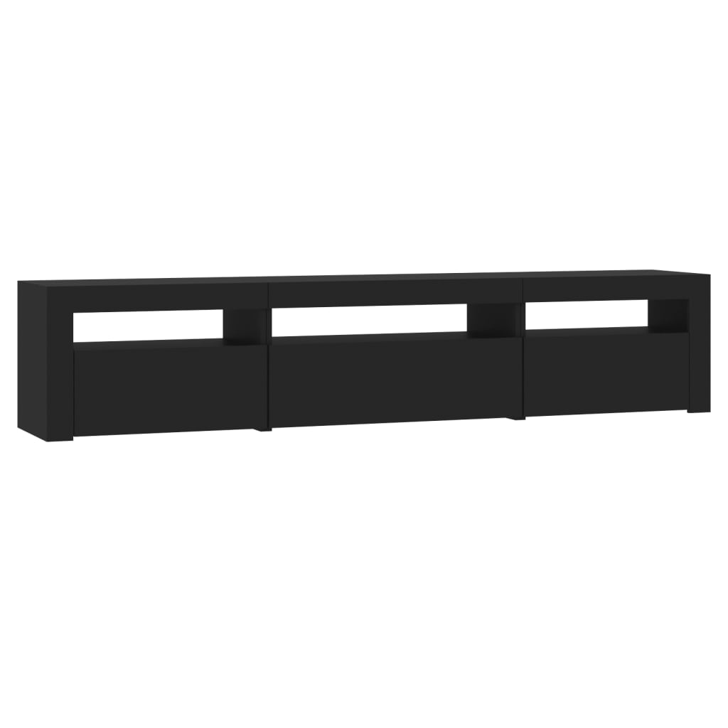 Modern Wooden Large TV Tele Stand Unit Cabinet With LED Lights & Storage Doors