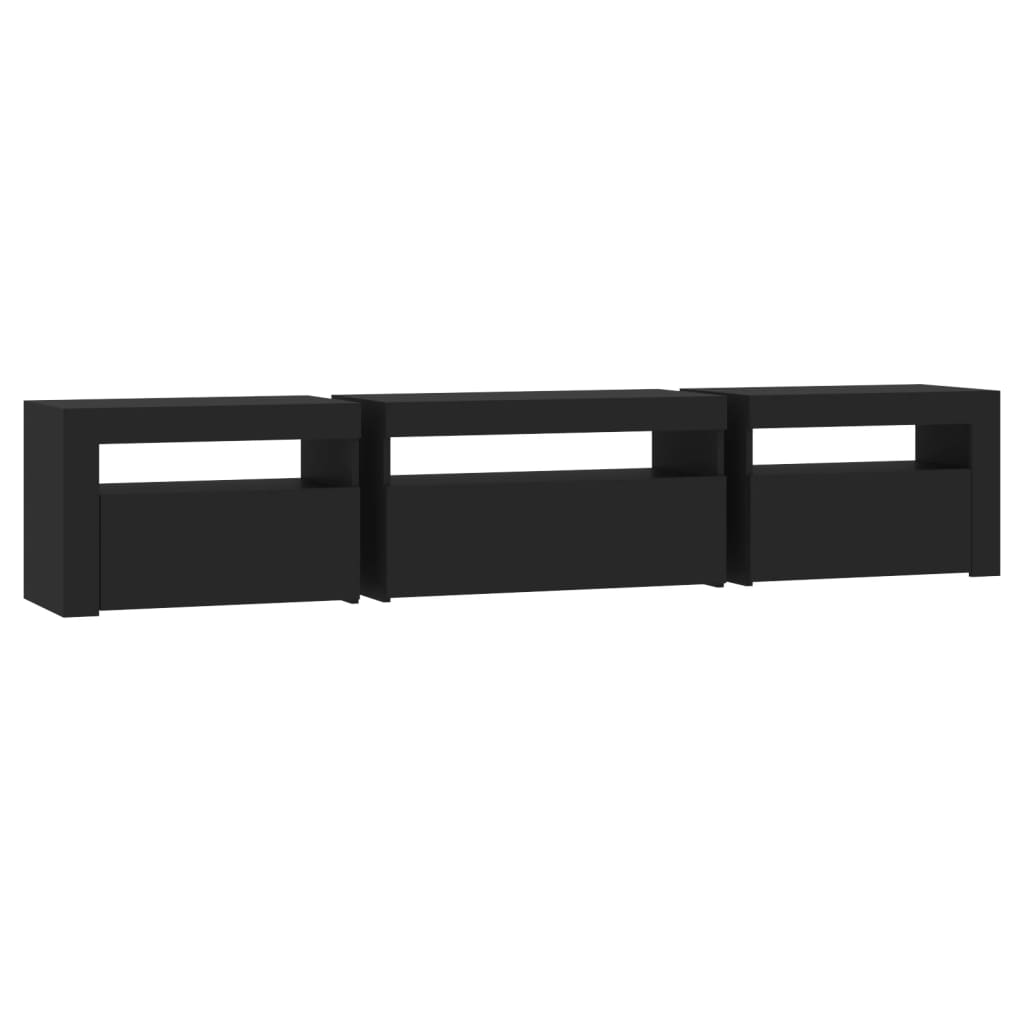 Modern Wooden Large TV Tele Stand Unit Cabinet With LED Lights & Storage Doors