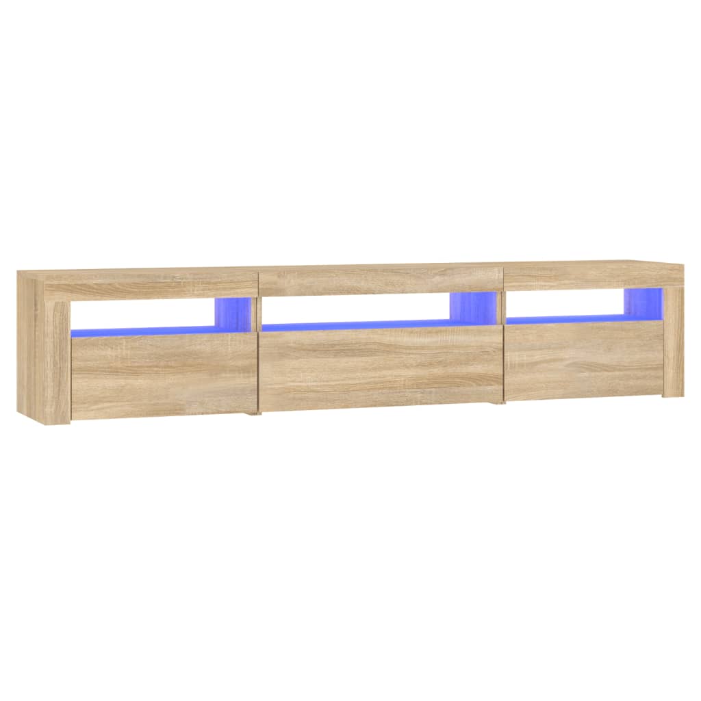 Modern Wooden Large TV Tele Stand Unit Cabinet With LED Lights & Storage Doors