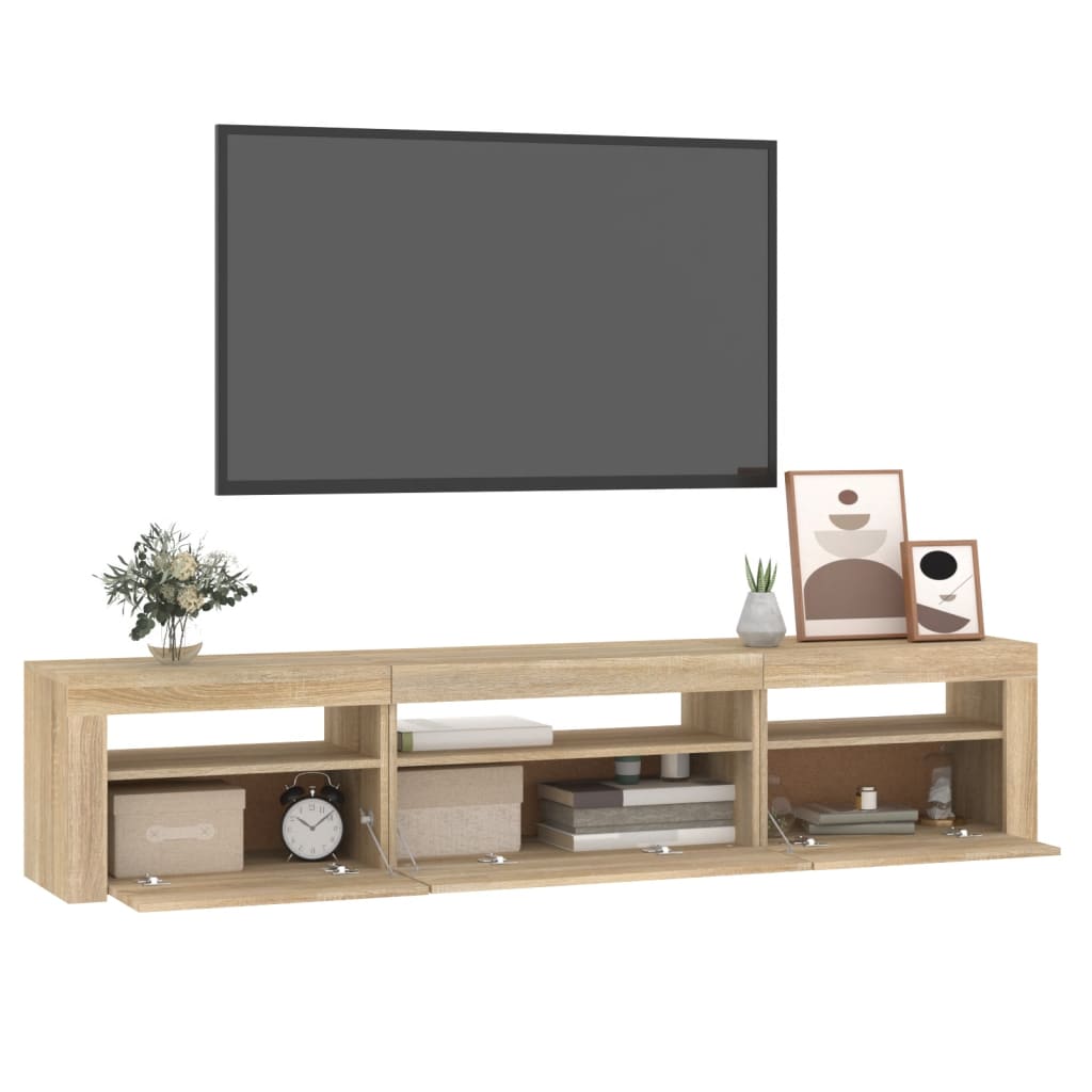 TV Cabinet with LED Lights Sonoma Oak 195x35x40 cm