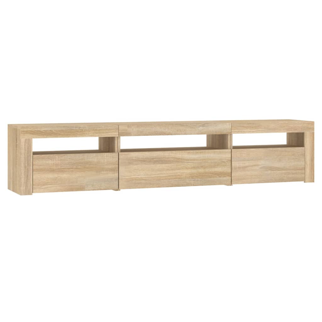 Modern Wooden Large TV Tele Stand Unit Cabinet With LED Lights & Storage Doors