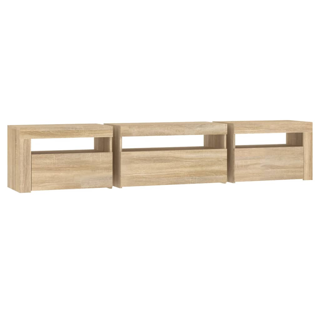 Modern Wooden Large TV Tele Stand Unit Cabinet With LED Lights & Storage Doors