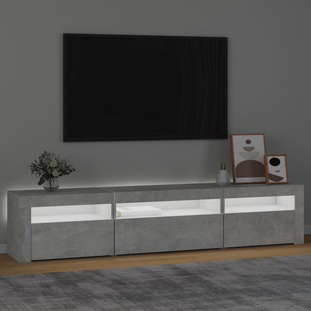 Modern Wooden Large TV Tele Stand Unit Cabinet With LED Lights & Storage Doors