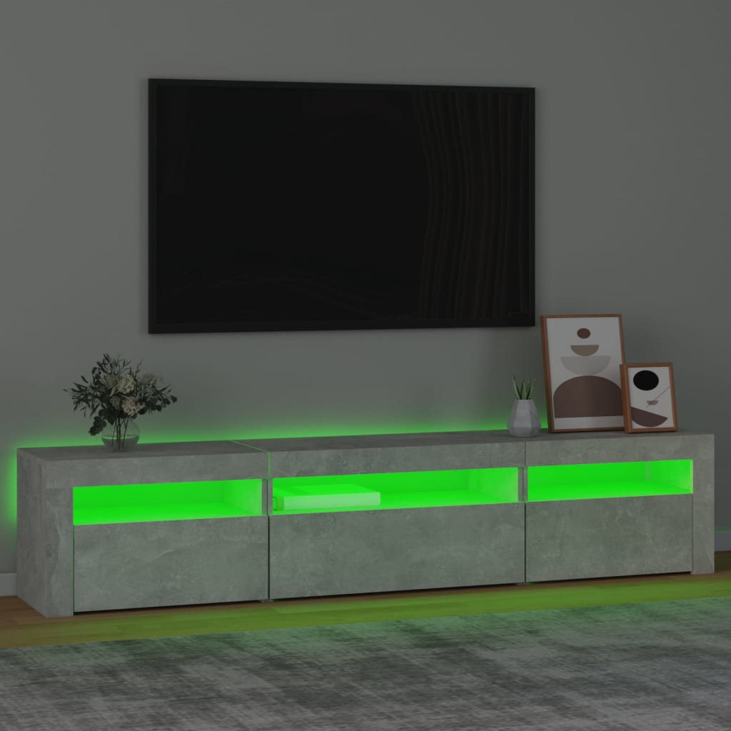 Modern Wooden Large TV Tele Stand Unit Cabinet With LED Lights & Storage Doors