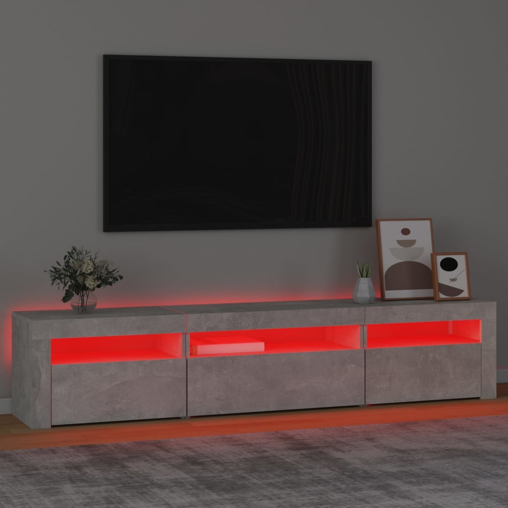 Modern Wooden Large TV Tele Stand Unit Cabinet With LED Lights & Storage Doors