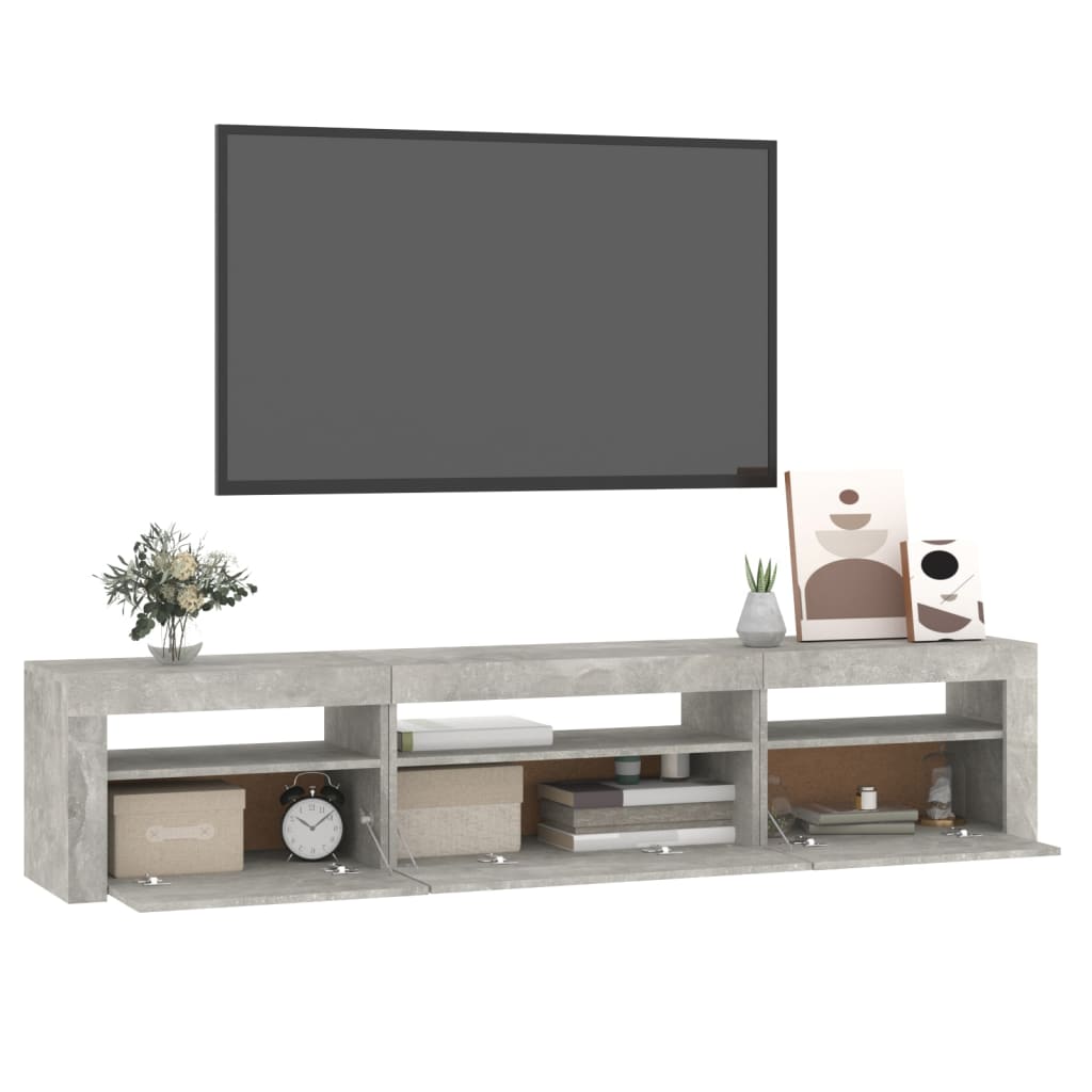 Modern Wooden Large TV Tele Stand Unit Cabinet With LED Lights & Storage Doors
