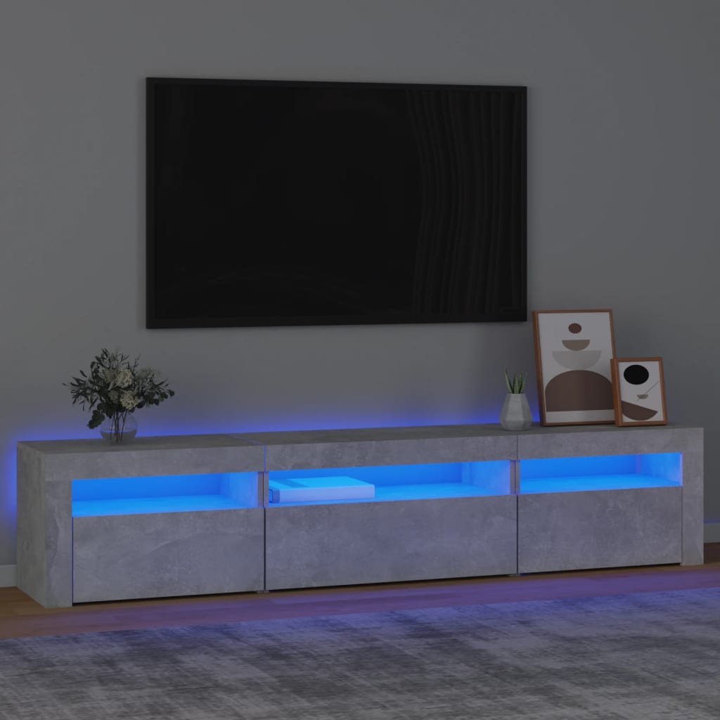 Modern Wooden Large TV Tele Stand Unit Cabinet With LED Lights & Storage Doors