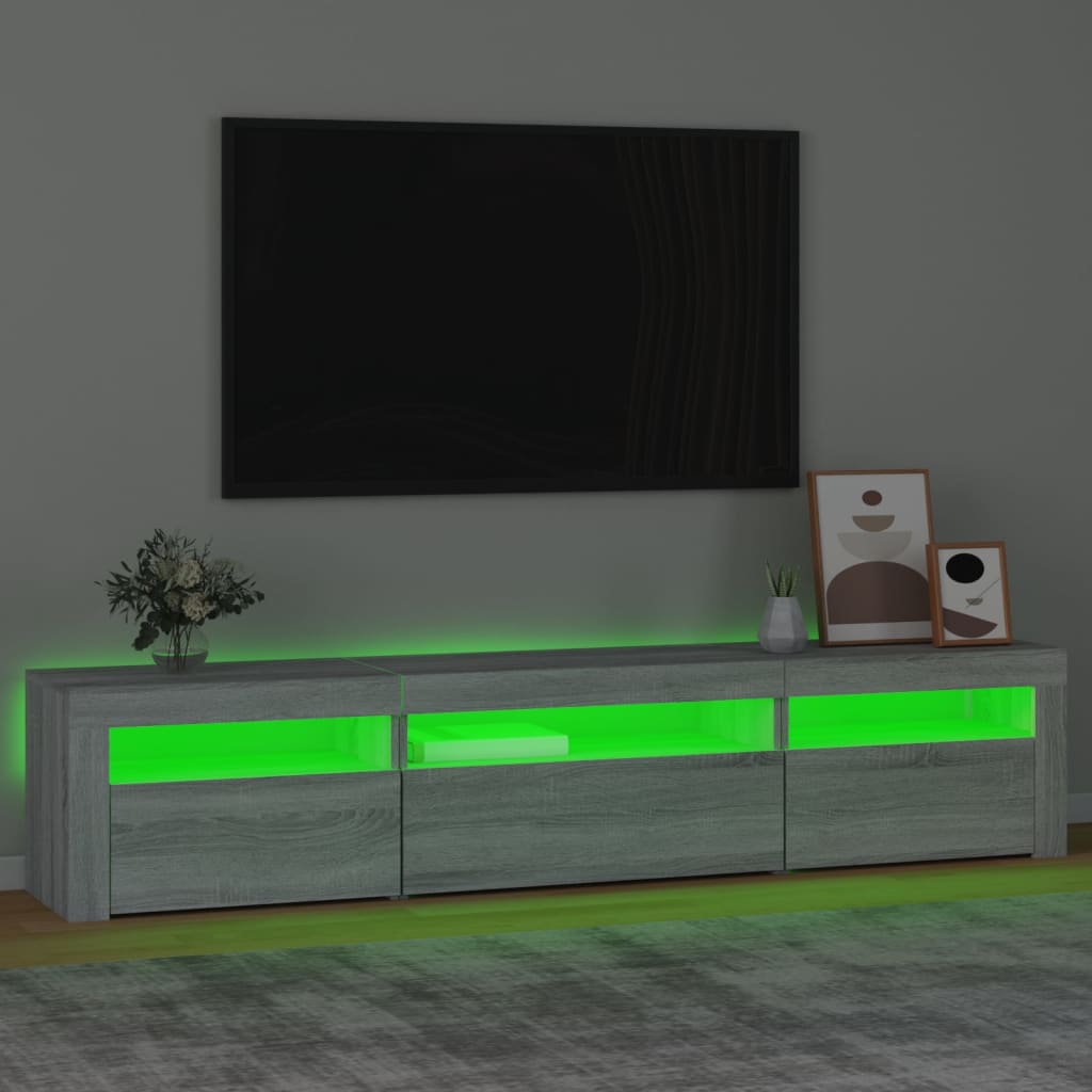 Modern Wooden Large TV Tele Stand Unit Cabinet With LED Lights & Storage Doors