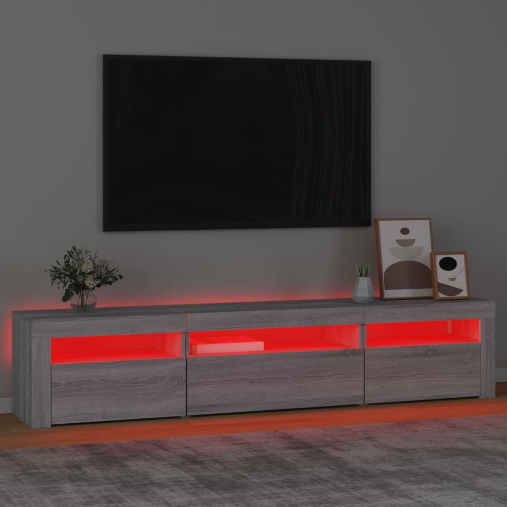Modern Wooden Large TV Tele Stand Unit Cabinet With LED Lights & Storage Doors