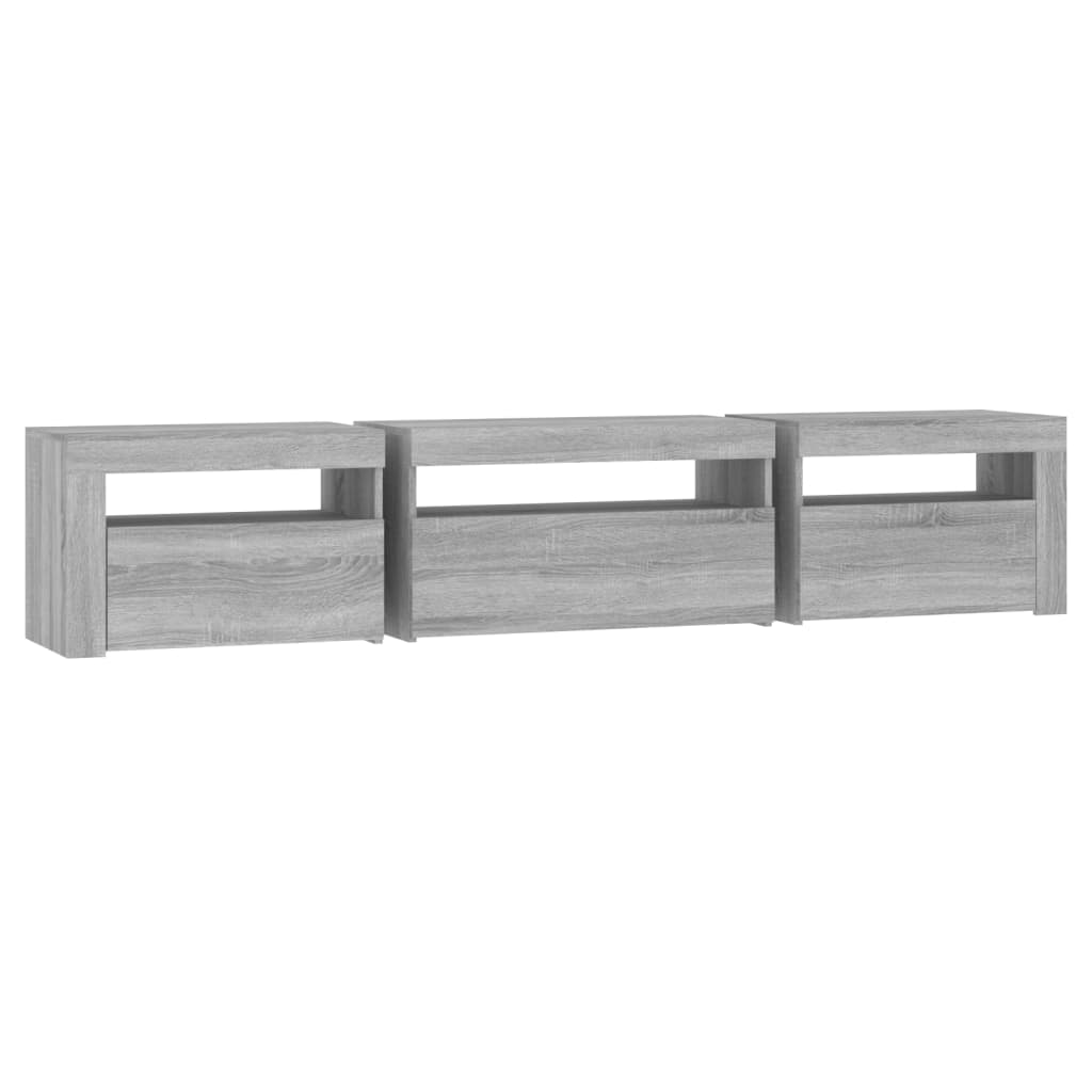 Modern Wooden Large TV Tele Stand Unit Cabinet With LED Lights & Storage Doors
