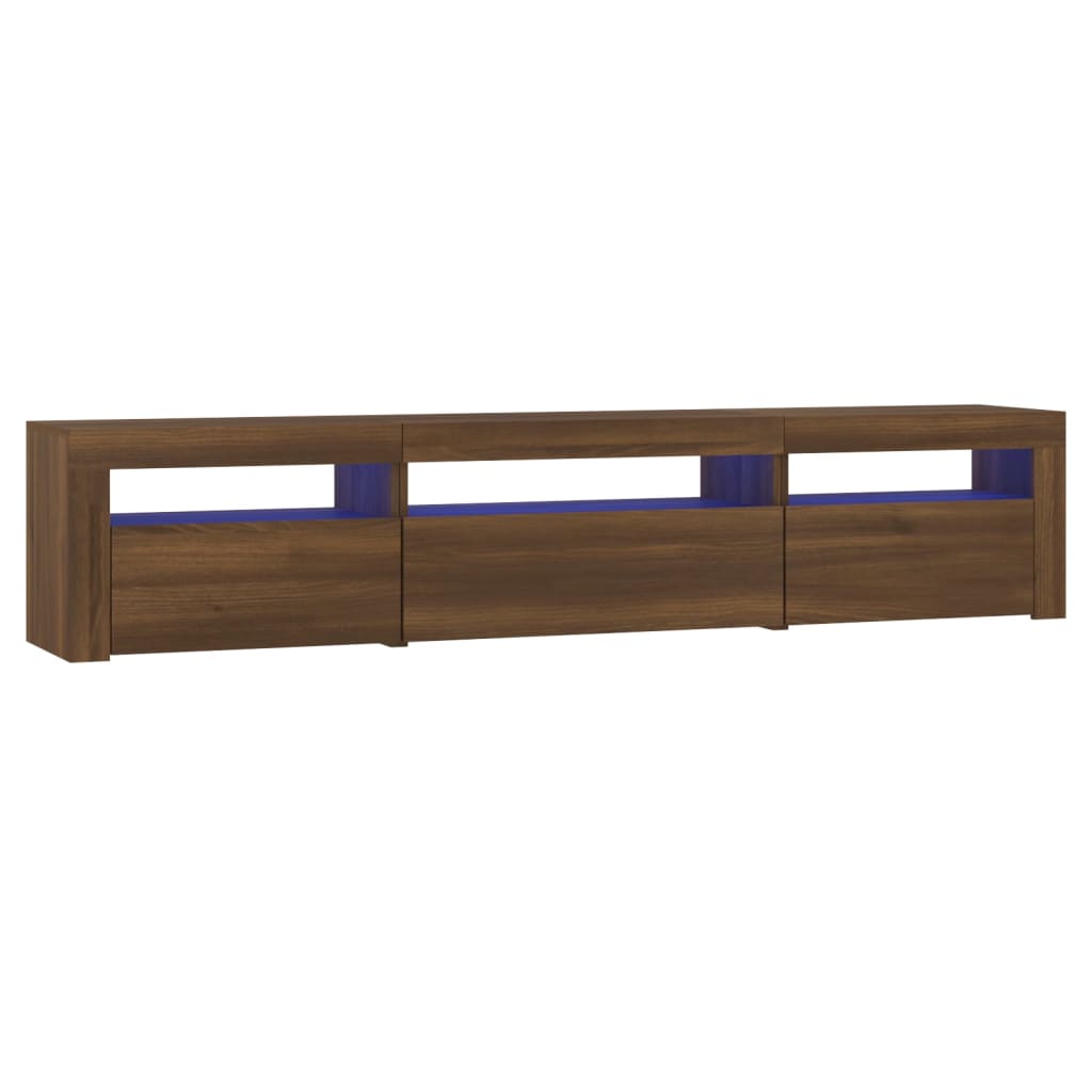 Modern Wooden Large TV Tele Stand Unit Cabinet With LED Lights & Storage Doors