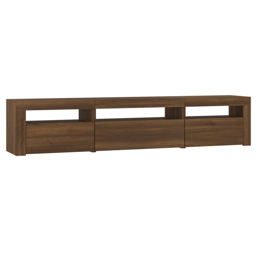 Modern Wooden Large TV Tele Stand Unit Cabinet With LED Lights & Storage Doors
