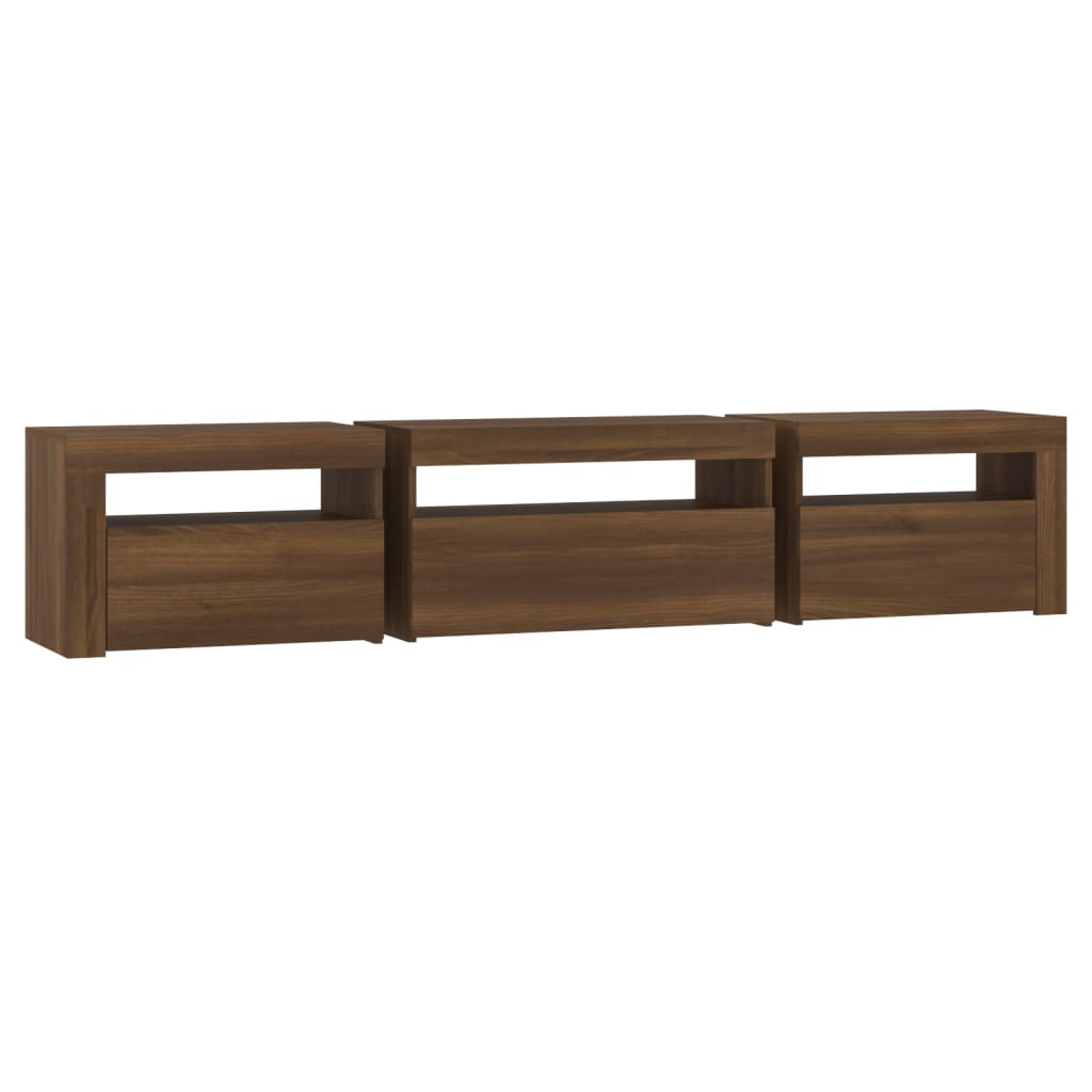 Modern Wooden Large TV Tele Stand Unit Cabinet With LED Lights & Storage Doors