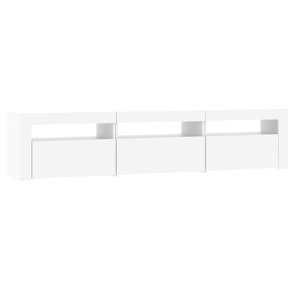 Modern Wooden Large TV Tele Stand Unit Cabinet With LED Lights & Storage