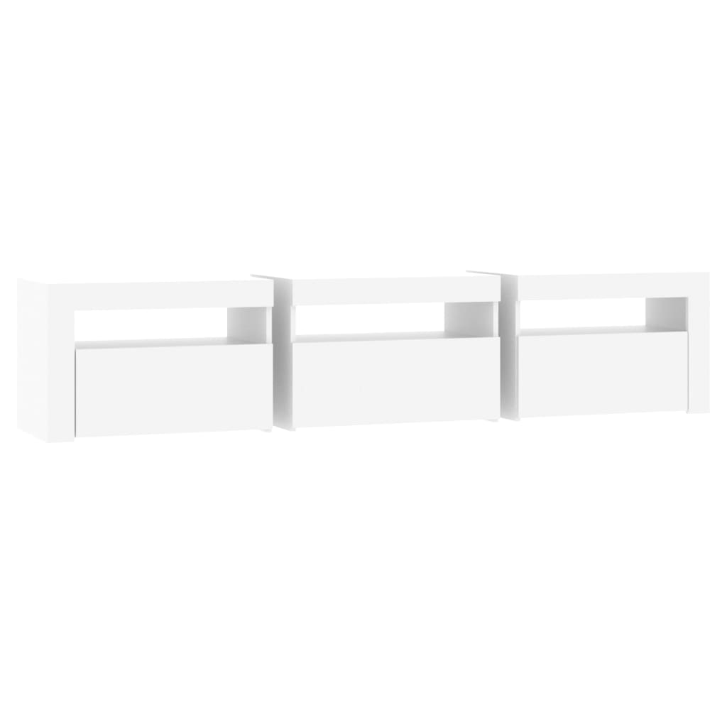 Modern Wooden Large TV Tele Stand Unit Cabinet With LED Lights & Storage