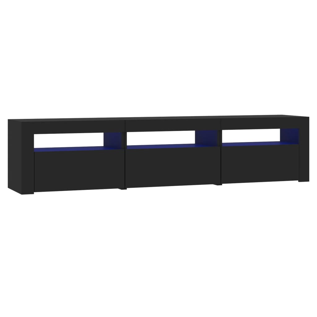 Modern Wooden Large TV Tele Stand Unit Cabinet With LED Lights & Storage