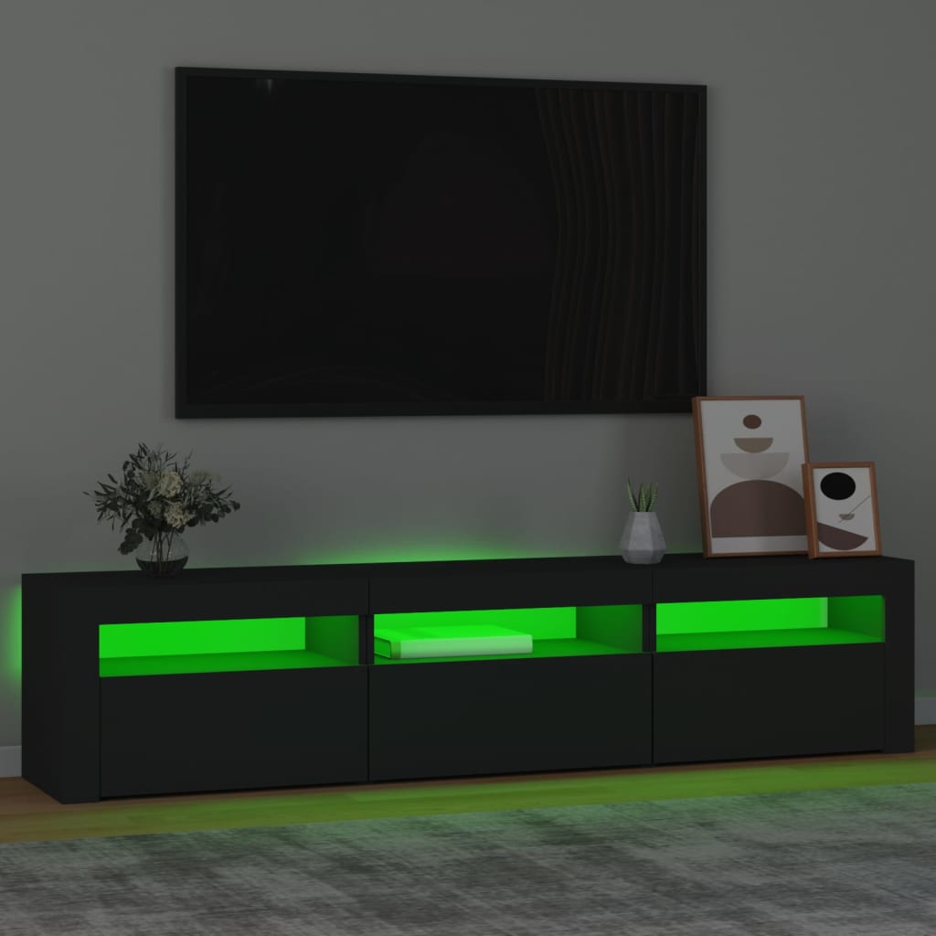 Modern Wooden Large TV Tele Stand Unit Cabinet With LED Lights & Storage