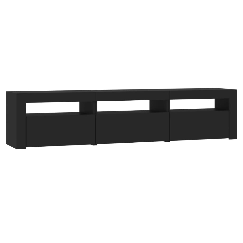 Modern Wooden Large TV Tele Stand Unit Cabinet With LED Lights & Storage