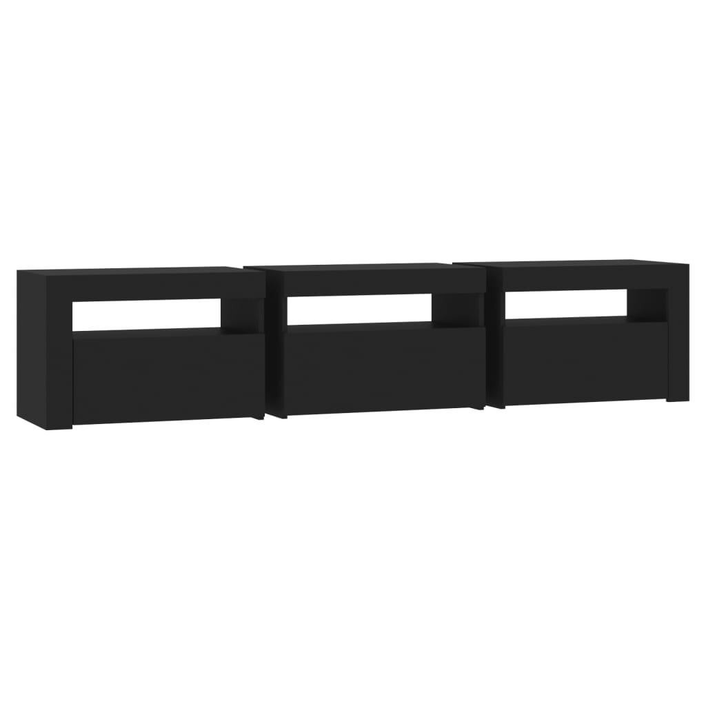 Modern Wooden Large TV Tele Stand Unit Cabinet With LED Lights & Storage