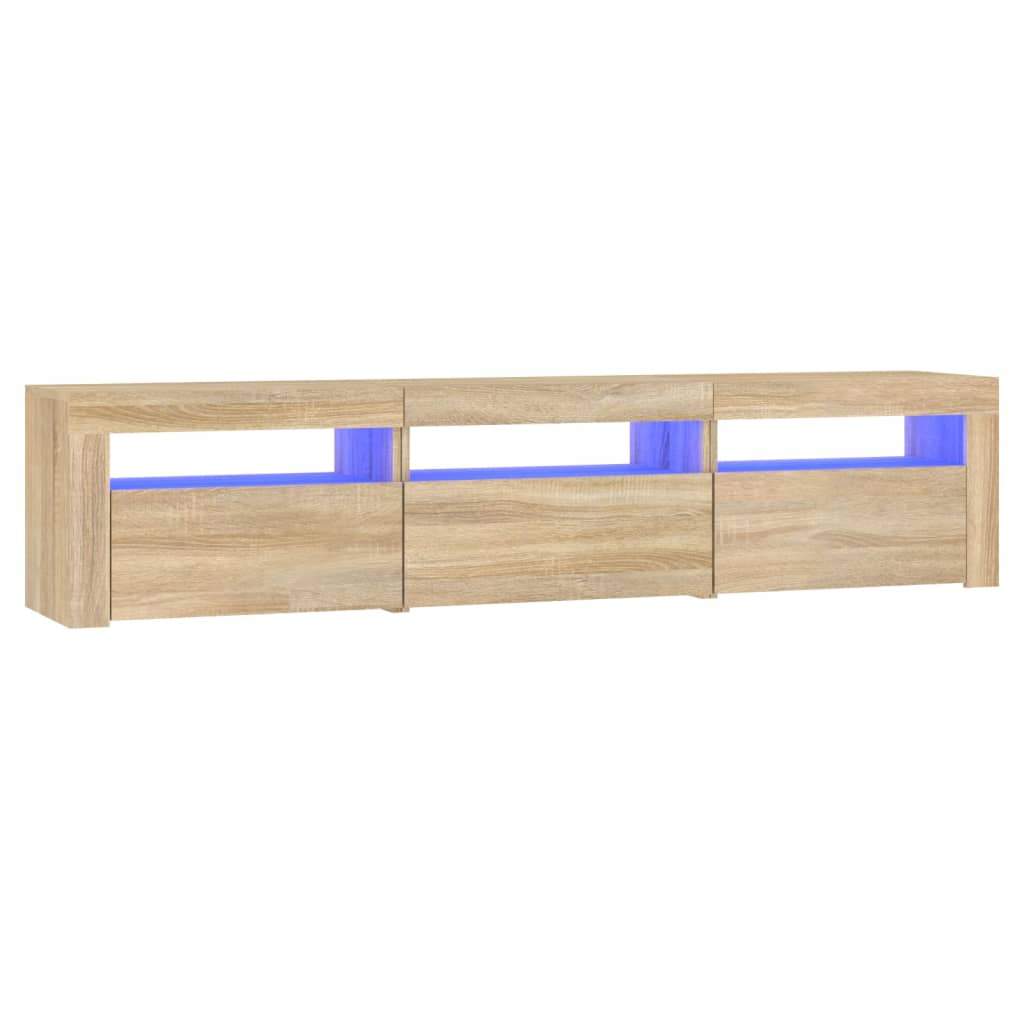 Modern Wooden Large TV Tele Stand Unit Cabinet With LED Lights & Storage