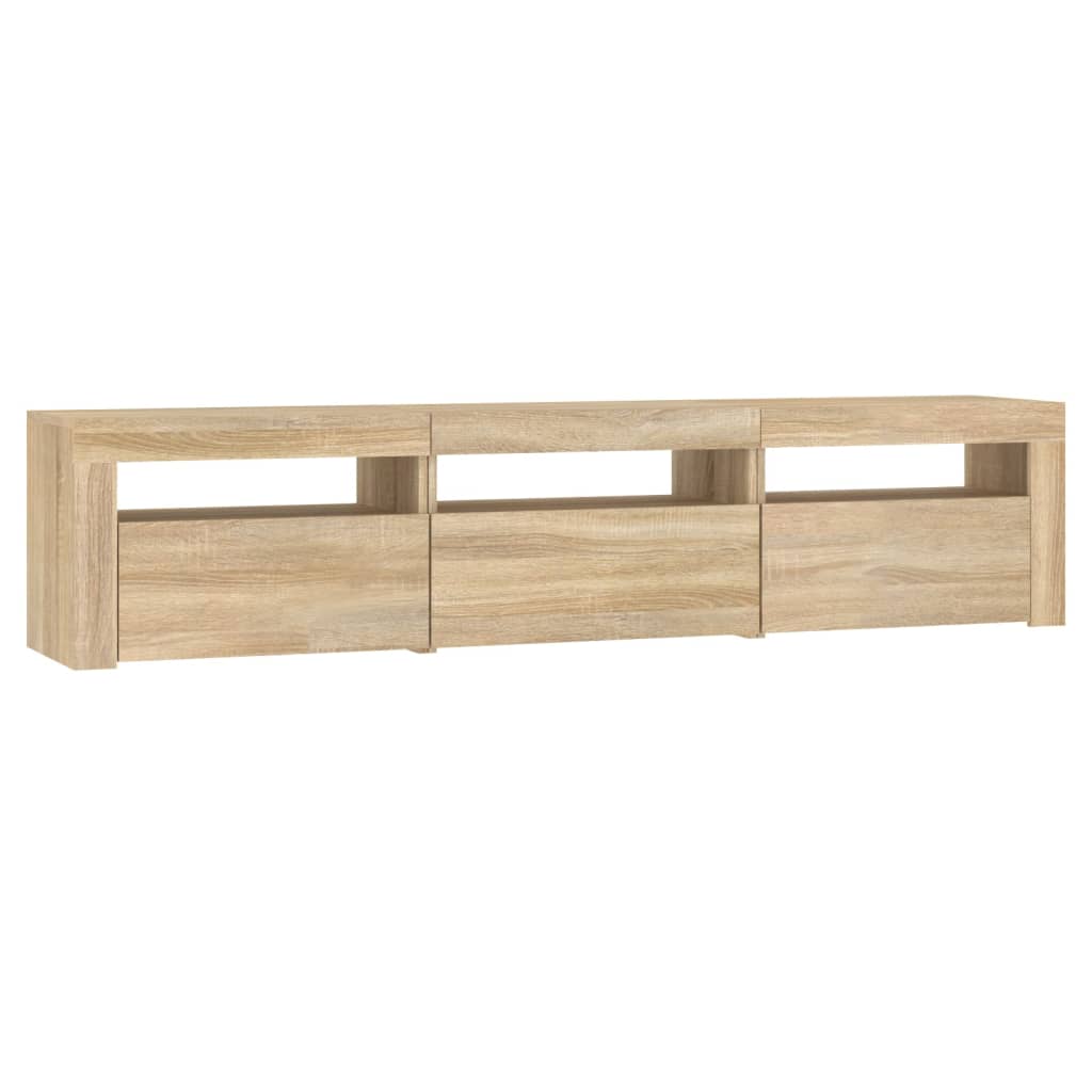 Modern Wooden Large TV Tele Stand Unit Cabinet With LED Lights & Storage