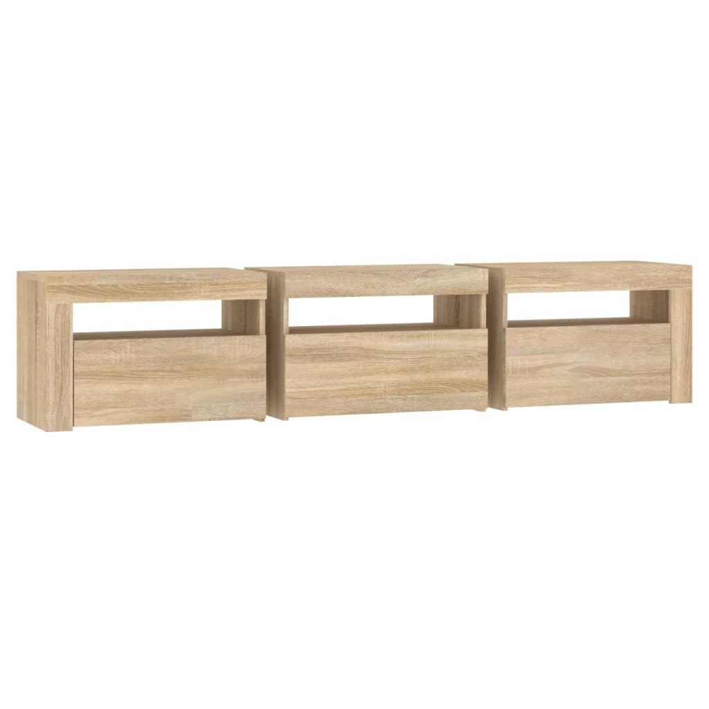 Modern Wooden Large TV Tele Stand Unit Cabinet With LED Lights & Storage