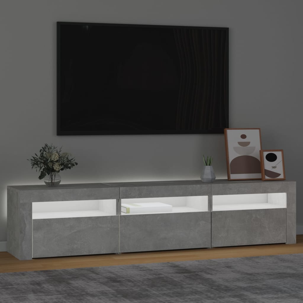Modern Wooden Large TV Tele Stand Unit Cabinet With LED Lights & Storage