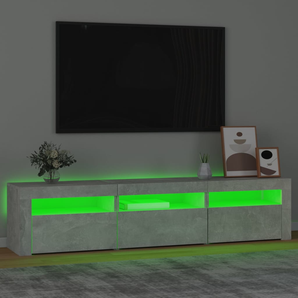 Modern Wooden Large TV Tele Stand Unit Cabinet With LED Lights & Storage